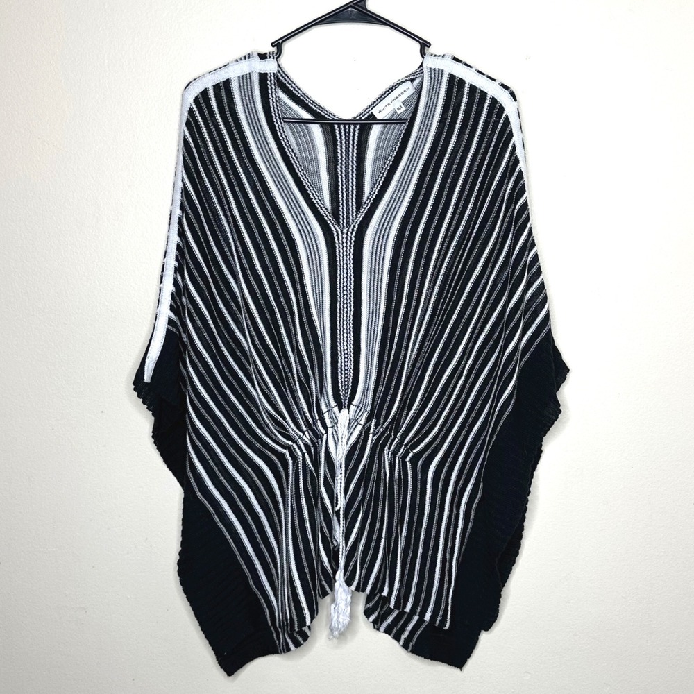 White and Warren Linen Cotton Blend Poncho Top Drawstring size M/L